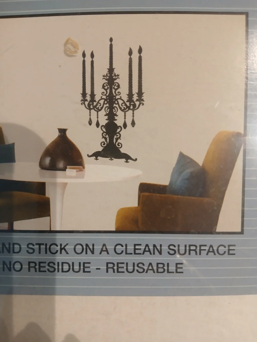 Removable Sticker - Black Clock & Candelabra Set